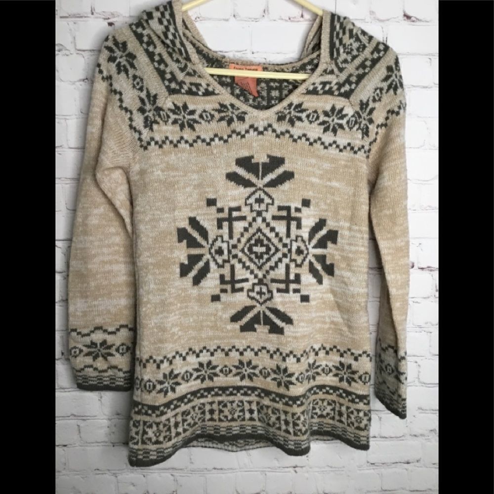 Flying Tomato Tribal‎ Hooded Sweater Knit Hoodie Sz XS.